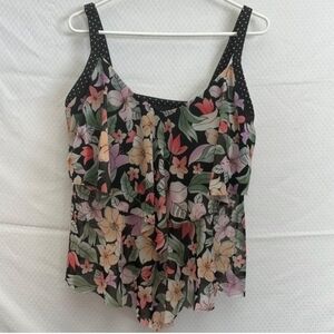 Beach House Black Floral Polka-Dot Strap Swim Tankini